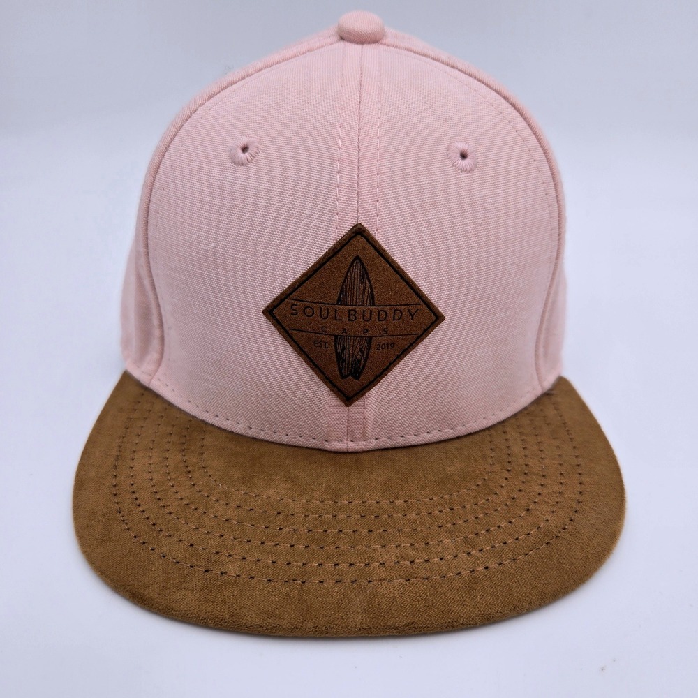 Soulbuddy Caps Pink Brown Surfboard Patch Flat Brim Hat Infant Size S Elastic